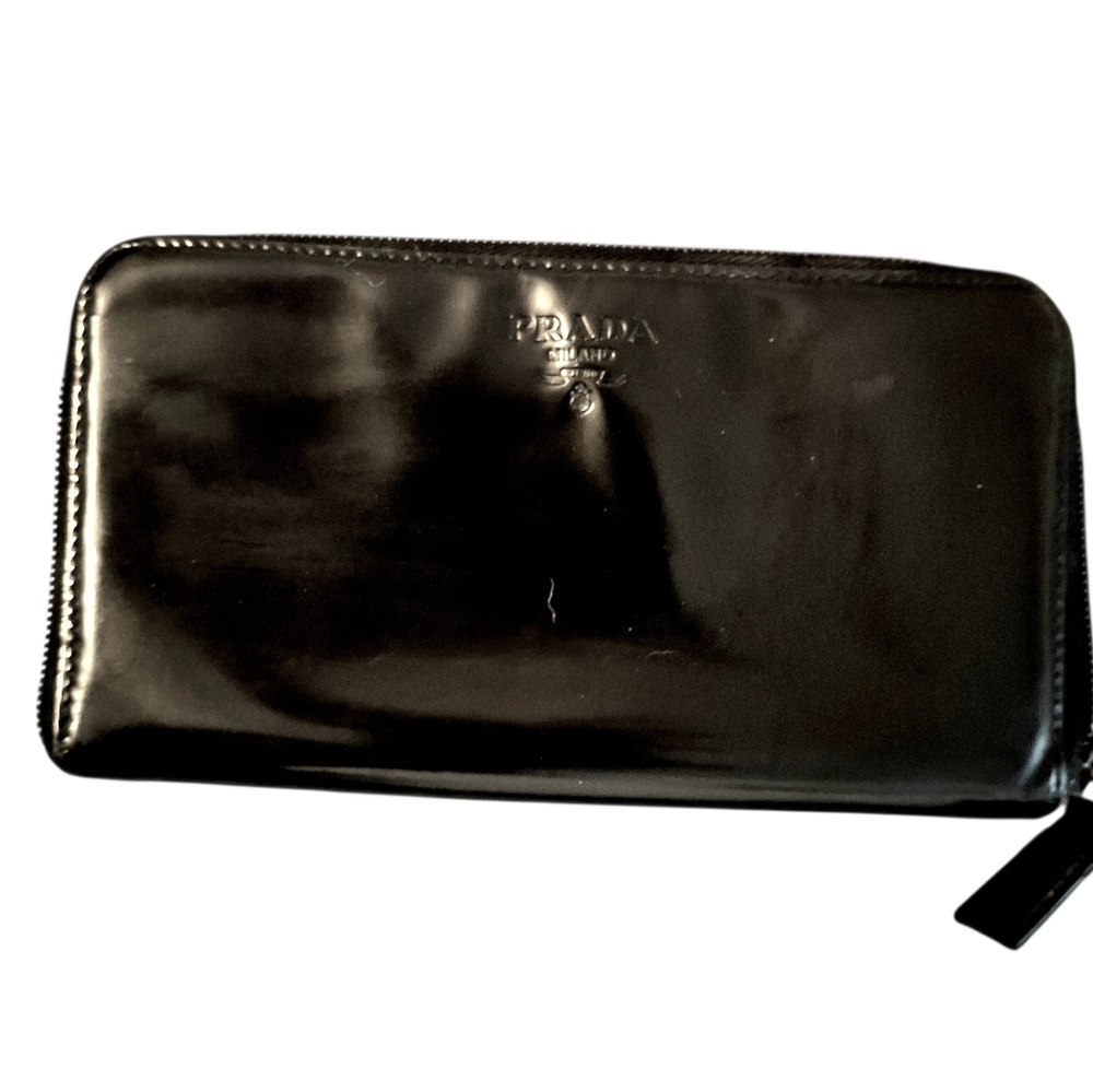 Prada Zip Around Black Patent Leather Wallet - Picture 9 of 9